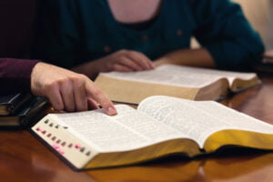 Young couple studying the Word of God together