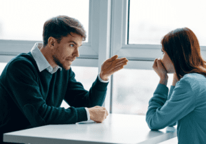 angry man with woman disrespectful husband